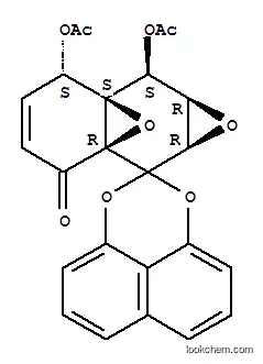 Molecular Structure of 155277-54-6 (Spiro[2a,6a-epoxynaphth[2,3-b]oxirene-2(1aH),2'-naphtho[1,8-de][1,3]dioxin]-3(6H)-one,6,7-bis(acetyloxy)-7,7a-dihydro-, (1aR,2aR,6S,6aS,7S,7aR)-rel- (9CI))