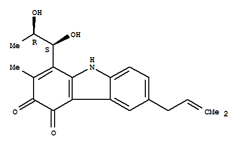 Molecular Structure of 155569-69-0 (3H-Carbazole-3,4(9H)-dione,1-[(1S,2R)-1,2-dihydroxypropyl]-2-methyl-6-(3-methyl-2-buten-1-yl)-)