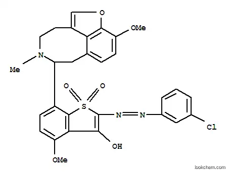 Benzo(b)thiophen-3-ol, 2-((3-chlorophenyl)azo)-4-methoxy-7-(10-methoxy-5-methyl-4,5,6,7-tetrahydro-3H-furo(4,3,2-fg)(3)benzazocin-6-yl)-, 1,1-dioxide