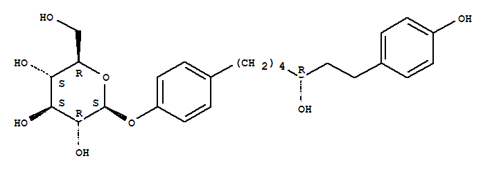Molecular Structure of 156312-15-1 (b-D-Glucopyranoside,4-[(5R)-5-hydroxy-7-(4-hydroxyphenyl)heptyl]phenyl)