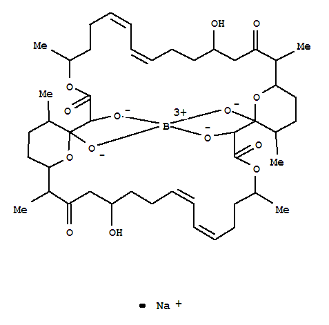 Molecular Structure of 156312-17-3 (Borate(1-),[(1R,2R,5S,8Z,10E,14S,17S,18S,21R,22R,23R,26S,29Z,31E,35S,38S,39S,42R)-1,2,22,23-tetra(hydroxy-kO)-14,35-dihydroxy-5,17,21,26,38,42-hexamethyl-4,25,43,44-tetraoxatricyclo[37.3.1.118,22]tetratetraconta-8,10,29,31-tetraene-3,16,24,37-tetronato(4-)]-,sodium, (T-4)- (9CI))