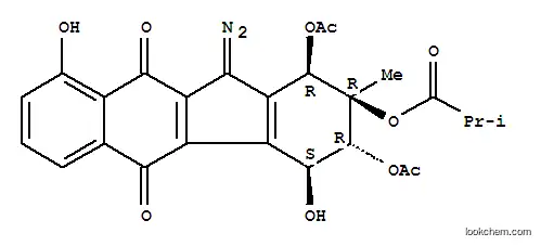 Molecular Structure of 156429-10-6 ((1R,2R,3R,4S)-1,3-bis(acetyloxy)-11-diazonio-4,10-dihydroxy-2-methyl-2-[(2-methylpropanoyl)oxy]-9-oxo-2,3,4,9-tetrahydro-1H-benzo[b]fluoren-5-olate)