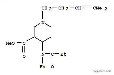 Molecular Structure of 156724-51-5 (methyl 1-(4-methylpent-3-en-1-yl)-4-[phenyl(propanoyl)amino]piperidine-3-carboxylate)
