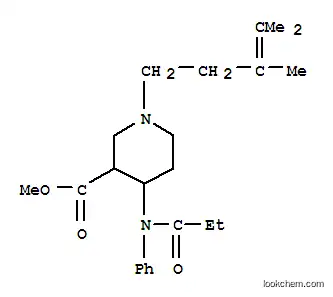 Molecular Structure of 156724-52-6 (methyl 1-(3,4-dimethylpent-3-en-1-yl)-4-[phenyl(propanoyl)amino]piperidine-3-carboxylate)