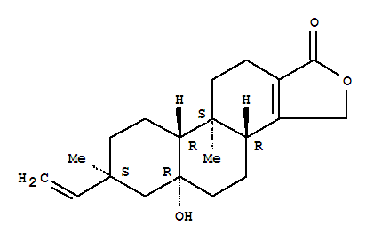 Molecular Structure of 156765-36-5 (Phenanthro[1,2-c]furan-1(3H)-one,7-ethenyl-3b,4,5,5a,6,7,8,9,9a,9b,10,11-dodecahydro-5a-hydroxy-7,9b-dimethyl-,(3bR,5aR,7S,9aR,9bS)- (9CI))