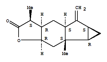 Molecular Structure of 156927-01-4 (Cycloprop[2,3]indeno[5,6-b]furan-2(3H)-one,decahydro-3,6b-dimethyl-5-methylene-, (3S,3aR,4aS,5aS,6aR,6bS,7aR)-)