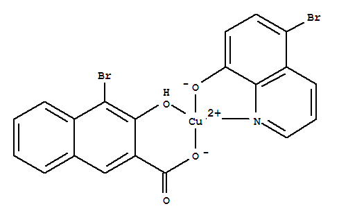 Molecular Structure of 15695-17-7 (Copper,(4-bromo-3-hydroxy-2-naphthalenecarboxylato-O2,O3)(5-bromo-8-quinolinolato-N1,O8)-(9CI))