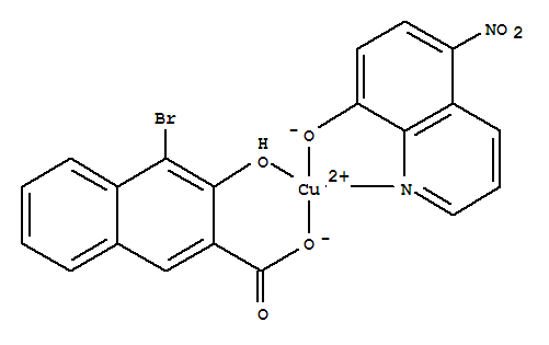 Molecular Structure of 15695-18-8 (Copper,(4-bromo-3-hydroxy-2-naphthalenecarboxylato-O2,O3)(5-nitro-8-quinolinolato-N1,O8)-(9CI))