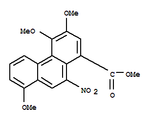 Molecular Structure of 157207-64-2 (1-Phenanthrenecarboxylicacid, 3,4,8-trimethoxy-10-nitro-, methyl ester)