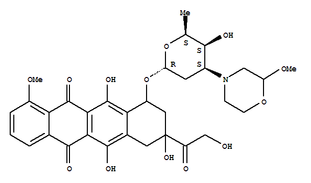 Molecular Structure of 157380-64-8 (5,12-Naphthacenedione,7,8,9,10-tetrahydro-6,8,11-trihydroxy-8-(hydroxyacetyl)-1-methoxy-10-[[2,3,6-trideoxy-3-(2-methoxy-4-morpholinyl)-a-L-lyxo-hexopyranosyl]oxy]- (9CI))