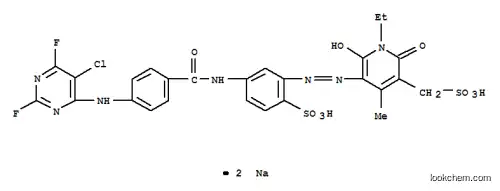 Molecular Structure of 157627-98-0 (disodium 4-[[4-[(5-chloro-2,6-difluoro-pyrimidin-4-yl)amino]benzoyl]amino]-2-[[1-ethyl-2-hydroxy-4-methyl-6-oxo-5-(sulfonatomethyl)-3-pyridyl]azo]benzenesulfonate)