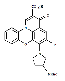 Molecular Structure of 157744-30-4 (3H-Pyrido[3,2,1-kl]phenoxazine-2-carboxylicacid, 6-[3-(acetylamino)-1-pyrrolidinyl]-5-fluoro-3-oxo-)