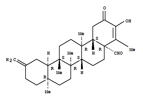 Molecular Structure of 157878-22-3 (24,25,26,30-Tetranoroleana-3,20(29)-diene-5-carboxaldehyde,3-hydroxy-9,13-dimethyl-2-oxo-, (5b,8a,9b,10a,13a,14b)- (9CI))