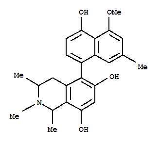 Molecular Structure of 158182-20-8 (6,8-Isoquinolinediol,1,2,3,4-tetrahydro-5-(4-hydroxy-5-methoxy-7-methyl-1-naphthalenyl)-1,2,3-trimethyl-,(1R,3S,5S)- (9CI))