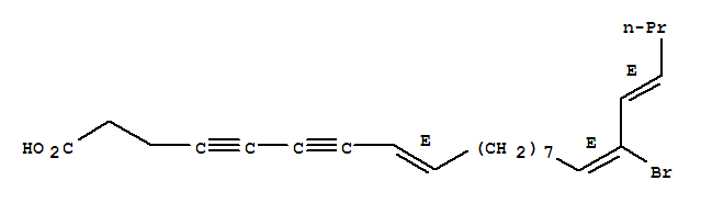 Molecular Structure of 158182-76-4 (8,17,19-Tricosatriene-4,6-diynoicacid, 18-bromo-, (8E,17E,19E)-)