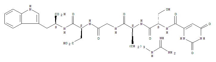 Molecular Structure of 158183-57-4 (L-Tryptophan,1,2,3,6-tetrahydro-2,6-dioxo-4-pyrimidinecarbonyl-L-seryl-L-arginylglycyl-L-a-aspartyl- (9CI))