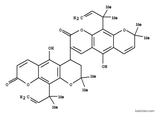 Molecular Structure of 158443-92-6 ([3,4'-Bi-2H,8H-benzo[1,2-b:5,4-b']dipyran]-2,8'-dione,10,10'-bis(1,1-dimethyl-2-propenyl)-3',4'-dihydro-5,5'-dihydroxy-2',2',8,8-tetramethyl-,(+)- (9CI))