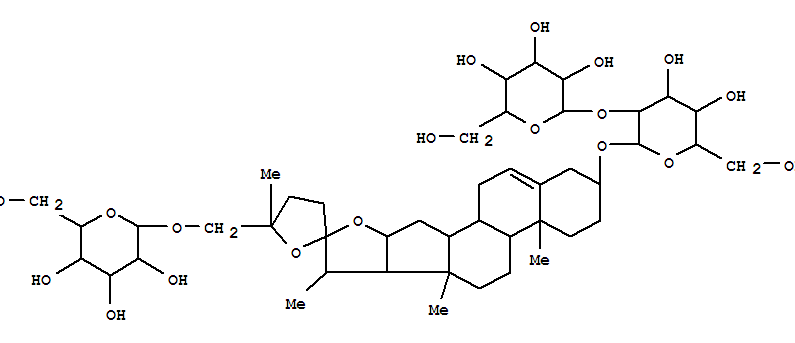 Molecular Structure of 158511-49-0 (b-D-Glucopyranoside, (3b,22a,25S)-22,25-epoxy-26-(b-D-glucopyranosyloxy)furost-5-en-3-yl O-b-D-glucopyranosyl-(1®2)- (9CI))