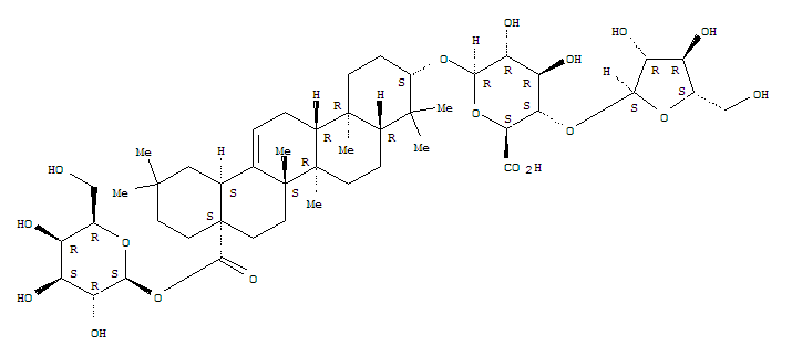 Molecular Structure of 158511-53-6 (b-D-Glucopyranosiduronic acid, (3b)-28-(b-D-galactopyranosyloxy)-28-oxoolean-12-en-3-yl 4-O-a-L-arabinofuranosyl- (9CI))