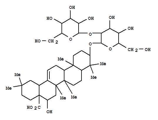 Molecular Structure of 158511-61-6 (Olean-12-en-28-oicacid, 3-[(2-O-b-D-glucopyranosyl-b-D-glucopyranosyl)oxy]-16-hydroxy-,(3b,16a)- (9CI))