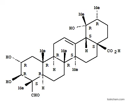 Molecular Structure of 158848-21-6 (Urs-12-en-28-oic acid,2,3,19-trihydroxy-23-oxo-, (2a,3b,4a)- (9CI))