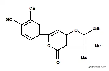 Molecular Structure of 159650-12-1 (4H-Furo[3,2-c]pyran-4-one,6-(3,4-dihydroxyphenyl)-2,3-dihydro-2,3,3-trimethyl- (9CI))