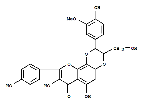 Molecular Structure of 159813-68-0 (7H-Pyrano[2,3-f]-1,4-benzodioxin-7-one,2,3-dihydro-6,8-dihydroxy-2-(4-hydroxy-3-methoxyphenyl)-3-(hydroxymethyl)-9-(4-hydroxyphenyl)-)