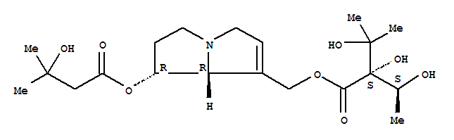 Molecular Structure of 159903-58-9 (D-erythro-Pentitol,1,5-dideoxy-4-C-methyl-3-C-[[[(1R,7aR)-2,3,5,7a-tetrahydro-1-(3-hydroxy-3-methyl-1-oxobutoxy)-1H-pyrrolizin-7-yl]methoxy]carbonyl]-)
