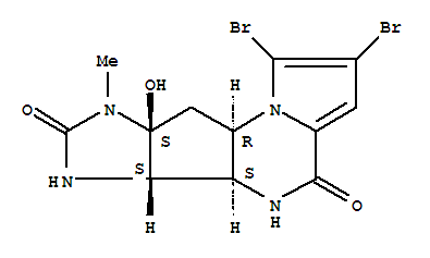 Molecular Structure of 159903-65-8 (Imidazo[4',5':4,5]cyclopenta[1,2-e]pyrrolo[1,2-a]pyrazine-4,7-dione,1,2-dibromo-5,5a,5b,6,8,8a,9,9a-octahydro-8a-hydroxy-8-methyl-,(5aS,5bS,8aS,9aR)-)