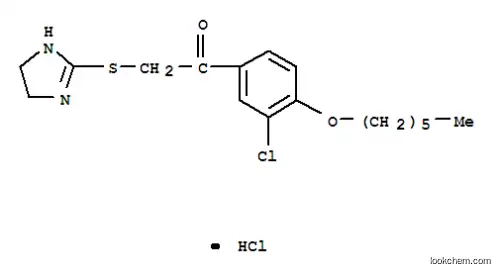 Molecular Structure of 160518-38-7 (1-(3-chloro-4-hexoxy-phenyl)-2-(4,5-dihydro-1H-imidazol-2-ylsulfanyl)e thanone hydrochloride)