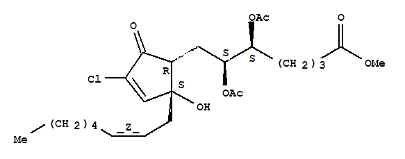 Molecular Structure of 160791-07-1 (Prosta-10,14-dien-1-oicacid, 5,6-bis(acetyloxy)-10-chloro-12-hydroxy-9-oxo-, methyl ester,(5S,6S,14Z)- (9CI))