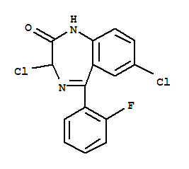 Molecular Structure of 160954-14-3 (2H-1,4-Benzodiazepin-2-one,3,7-dichloro-5-(2-fluorophenyl)-1,3-dihydro-)