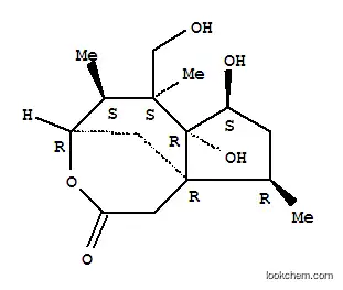 Molecular Structure of 160955-42-0 (4H-4,9a-Methanocyclopent[d]oxocin-2(1H)-one,hexahydro-6a,7-dihydroxy-6-(hydroxymethyl)-5,6,9-trimethyl-,(4R,5S,6S,6aR,7S,9R,9aR)-)