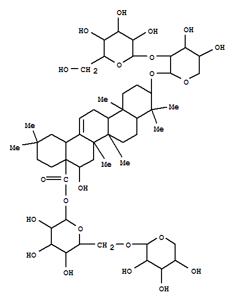 Molecular Structure of 160955-43-1 (Olean-12-en-28-oicacid, 3-[(2-O-b-D-glucopyranosyl-a-L-arabinopyranosyl)oxy]-16-hydroxy-,6-O-b-D-xylopyranosyl-b-D-glucopyranosyl ester, (3b,16a)-)