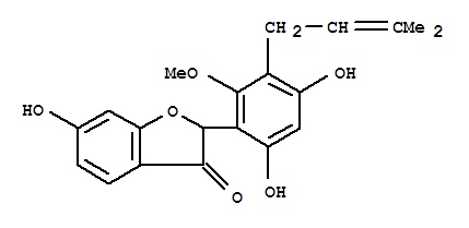 Molecular Structure of 161099-38-3 (3(2H)-Benzofuranone,2-[4,6-dihydroxy-2-methoxy-3-(3-methyl-2-butenyl)phenyl]-6-hydroxy- (9CI))