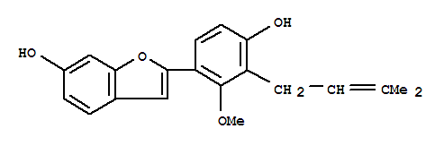 Molecular Structure of 161099-43-0 (6-Benzofuranol,2-[4-hydroxy-2-methoxy-3-(3-methyl-2-buten-1-yl)phenyl]-)