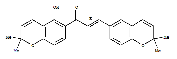 Molecular Structure of 161099-56-5 (2-Propen-1-one,3-(2,2-dimethyl-2H-1-benzopyran-6-yl)-1-(5-hydroxy-2,2-dimethyl-2H-1-benzopyran-6-yl)-,(2E)-)