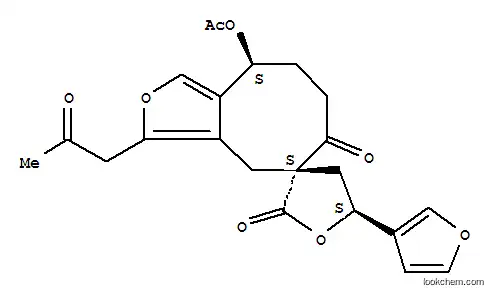 Molecular Structure of 161162-27-2 (Spiro[cycloocta[c]furan-5(4H),3'(2'H)-furan]-2',6(7H)-dione,9-(acetyloxy)-5'-(3-furanyl)-4',5',8,9-tetrahydro-3-(2-oxopropyl)-,(3'S,5'S,9S)- (9CI))