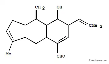 Molecular Structure of 161162-29-4 (5H-Benzocyclononene-1-carboxaldehyde,3,4,4a,6,7,10,11,11a-octahydro-4-hydroxy-9-methyl-5-methylene-3-(2-methyl-1-propenyl)-,(3R,4S,4aR,8E,11aS)-rel- (9CI))