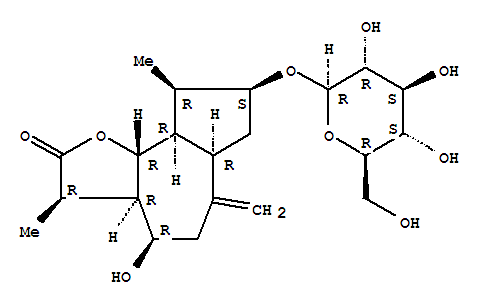 Molecular Structure of 161167-99-3 (Azuleno[4,5-b]furan-2(3H)-one,8-(b-D-glucopyranosyloxy)decahydro-4-hydroxy-3,9-dimethyl-6-methylene-,(3R,3aR,4R,6aR,8S,9R,9aR,9bR)-)