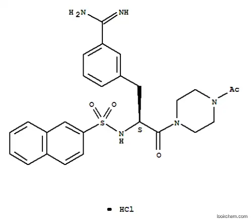 Molecular Structure of 161357-27-3 (3-{(2S)-3-(4-acetylpiperazin-1-yl)-2-[(naphthalen-2-ylsulfonyl)amino]-3-oxopropyl}benzenecarboximidamide hydrochloride (1:1))