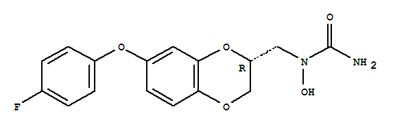 Molecular Structure of 161471-13-2 (Urea,N-[[(2R)-7-(4-fluorophenoxy)-2,3-dihydro-1,4-benzodioxin-2-yl]methyl]-N-hydroxy-)