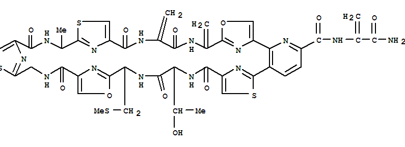 Molecular Structure of 161505-22-2 (Alaninamide,threonyl-2-[1-amino-2-(methylthio)ethyl]-4-oxazolecarbonyl-2-(aminomethyl)-4-thiazolecarbonyl-2-(1-aminoethyl)-4-thiazolecarbonyl-2,3-didehydroalanyl-6-[2-(1-aminoethenyl)-4-oxazolyl]-5-(4-carboxy-2-thiazolyl)-2-pyridinecarbonyl-2,3-didehydro-,(6®1)-lactam (9CI))