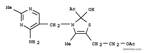 Molecular Structure of 16174-60-0 (Ethanone,1-[5-[2-(acetyloxy)ethyl]-3-[(4-amino-2-methyl-5-pyrimidinyl)methyl]-2,3-dihydro-2-hydroxy-4-methyl-2-thiazolyl]-)