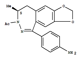 Molecular Structure of 161832-67-3 (Ethanone,1-[(8S)-5-(4-aminophenyl)-8,9-dihydro-8-methyl-7H-1,3-dioxolo[4,5-h][2,3]benzodiazepin-7-yl]-)