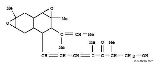Molecular Structure of 162341-20-0 (4,6-Heptadien-3-one,7-[(1aR,2R,3S,3aS,4aS,5aR,6aR,6bS)-decahydro-1a,5a-dimethyl-2-[(1E)-1-methyl-1-propenyl]naphtho[1,2-b:6,7-b']bisoxiren-3-yl]-1-hydroxy-2,4-dimethyl-,(2S,4E,6E)- (9CI))