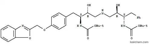 Molecular Structure of 162540-08-1 (tert-butyl [(2S,3R)-4-({(2R,3S)-4-[4-(1,3-benzoxazol-2-ylmethoxy)phenyl]-3-[(tert-butoxycarbonyl)amino]-2-hydroxybutyl}amino)-3-hydroxy-1-phenylbutan-2-yl]carbamate)
