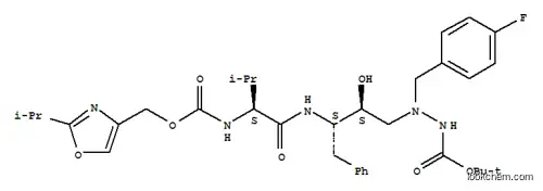 Molecular Structure of 162739-42-6 (tert-butyl 2-(4-fluorobenzyl)-2-[(2S,3S)-2-hydroxy-3-{[N-({[2-(1-methylethyl)-1,3-oxazol-4-yl]methoxy}carbonyl)-L-valyl]amino}-4-phenylbutyl]hydrazinecarboxylate)