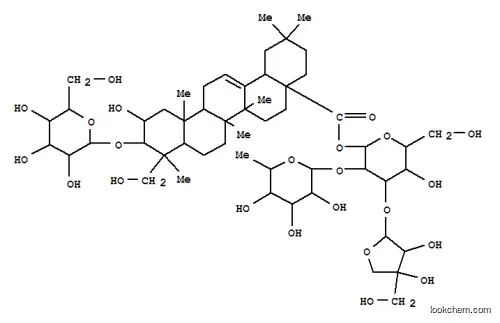 Molecular Structure of 162857-63-8 (Olean-12-en-28-oicacid, 3-(b-D-glucopyranosyloxy)-2,23-dihydroxy-,O-D-apio-b-D-furanosyl-(1®3)-O-[6-deoxy-a-L-mannopyranosyl-(1®2)]-b-D-glucopyranosyl ester, (2b,3b,4a)- (9CI))