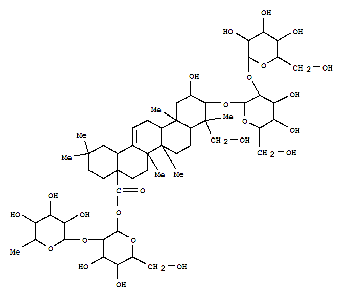 Olean-12-en-28-oicacid, 3-[(2-O-b-D-glucopyranosyl-b-D-glucopyranosyl)oxy]-2,23-dihydroxy-,2-O-(6-deoxy-a-L-mannopyranosyl)-b-D-glucopyranosyl ester, (2b,3b,4a)- (9CI)